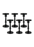 Serene Spaces Living Twilight Black Pillar Candle Holder, Elegant Cast Iron Candle Stand for Home Décor, Weddings, Birthdays, Cozy Evenings - Sturdy Base, 4.25" Diameter & 8.75" Tall, Pack of 6