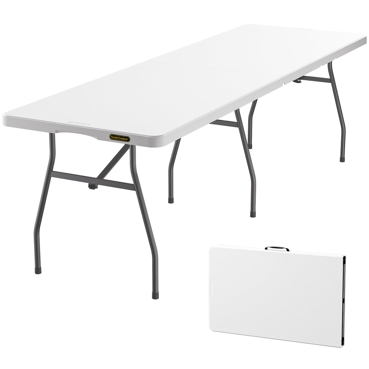FanttikOutdoor 8ft Folding Table with Six Legs, 500 LBS, Party, Camping