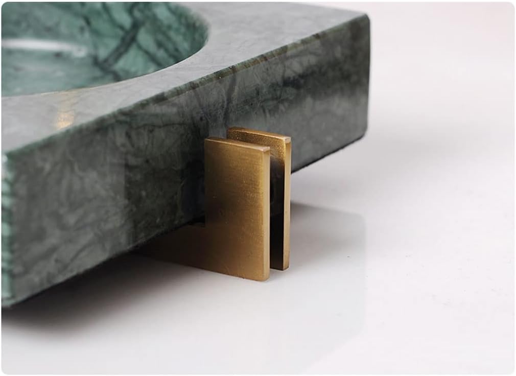 Ashtray Nordic Marble Ashtray with Metal Shelf Ash Tray Living Room Office Cafe Hotel Rooms Ash Holder Gift for Boyfriend Home Ashtrays(White,23.3 * 23.3 * 4cm)