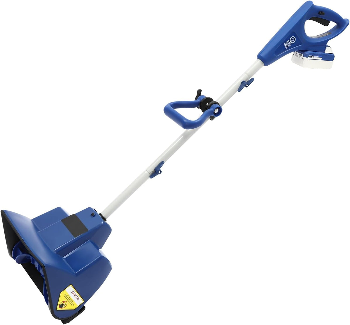 DC24V Cordless Rechargeable Snow Thrower, Electric Shovel Kit Handheld Power Shovel with Pair of Knobs Sweeping Width/Depth 11.02in/7.01in for Patios, Decks 12.99 * 10.63 * 53.15in