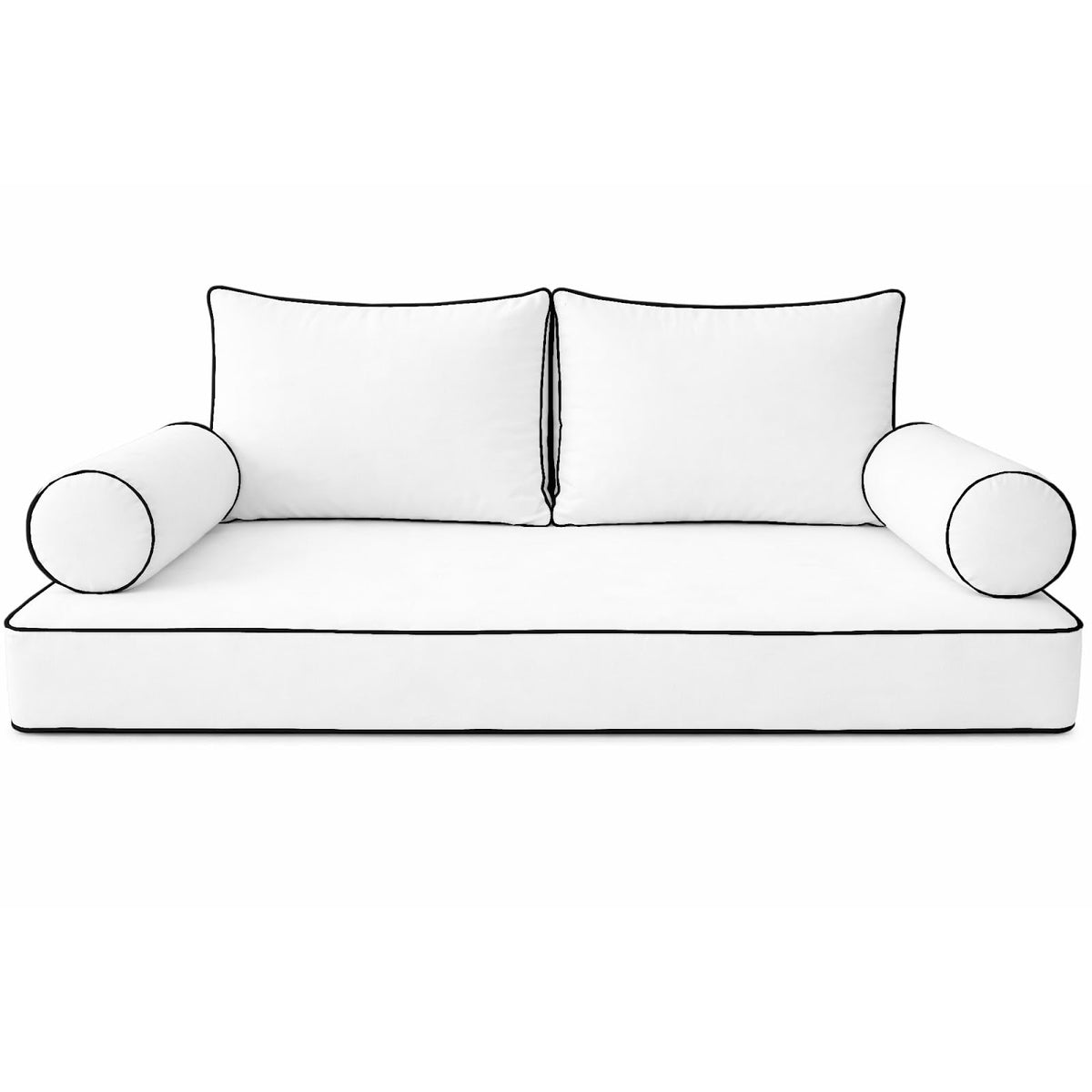 Cottington Lane 6 Piece Outdoor Daybed Cushion Cover Set, Twin Size Fitted 39" x 75" with 6" Deep Fit, Waterproof Indoor Daybed/Porch Swing Bed Mattress & Pillow Bolster Cushion Cover, White