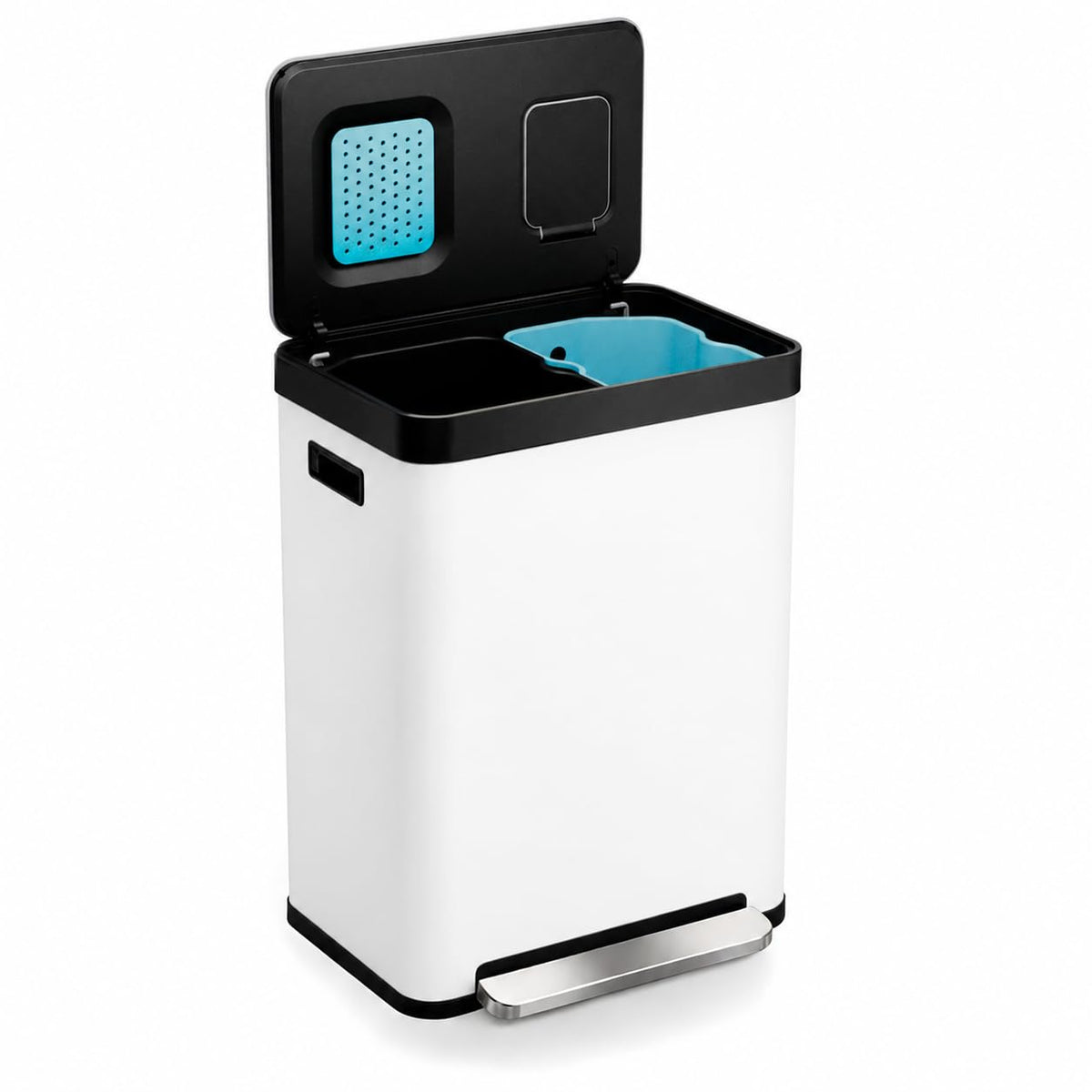 Home Zone Living 19 Gallon Kitchen Trash Can with Dual Compartments