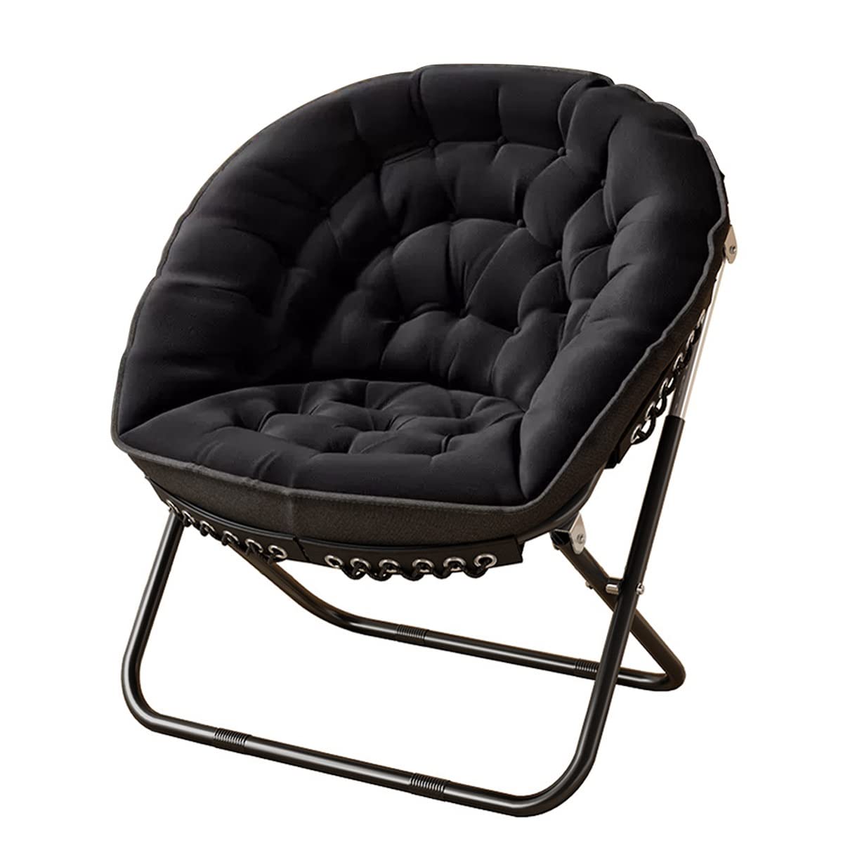 YCKEGEW Folding Papasan Chair Oversized Saucer Chair Indoor Accent Chair for Living Room,Lounge Chairs with Carbon Steel Frame,Lazy Sofa Office Chair for Home (Color : Green)