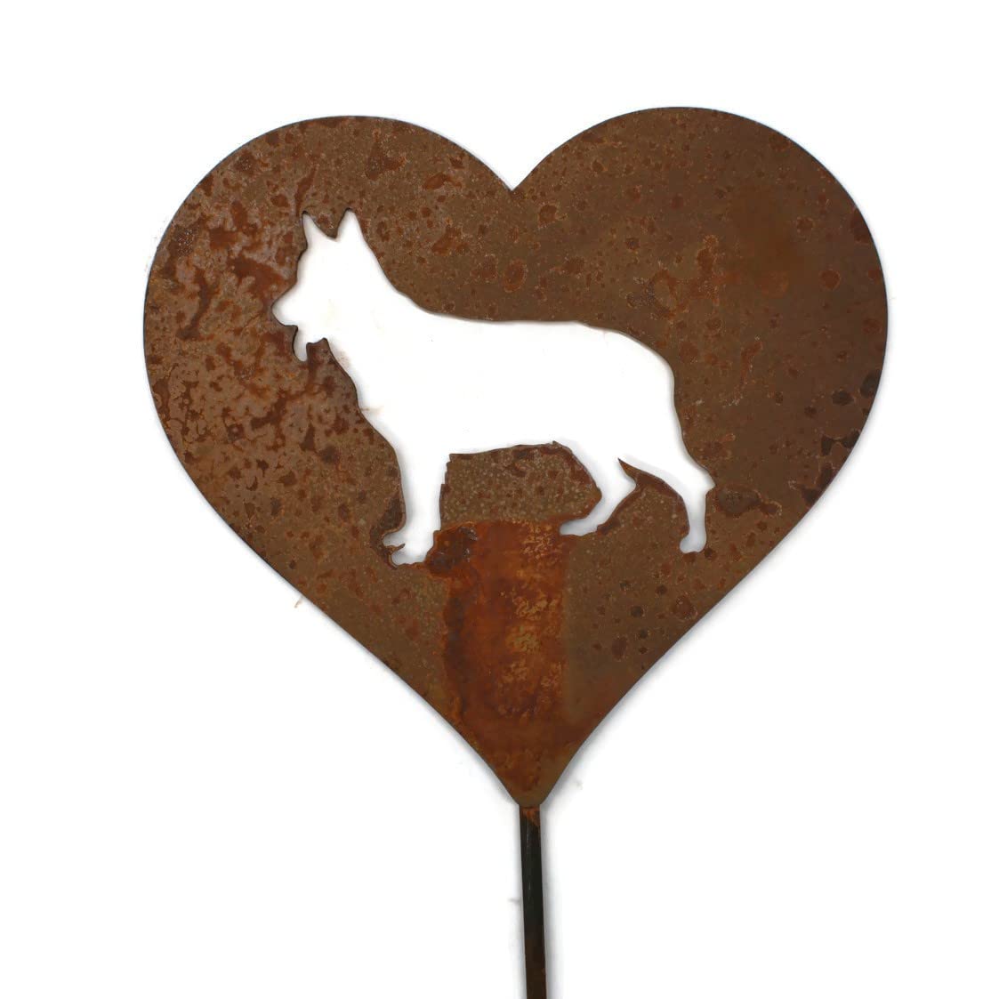 Pet Dog, Cat, Rabbit or Bird Keepsake Memorial Heart Garden Stake 20 to 28 Inches Tall (Large Heart, 28" Tall, Paw Print, Naturally Rusted)