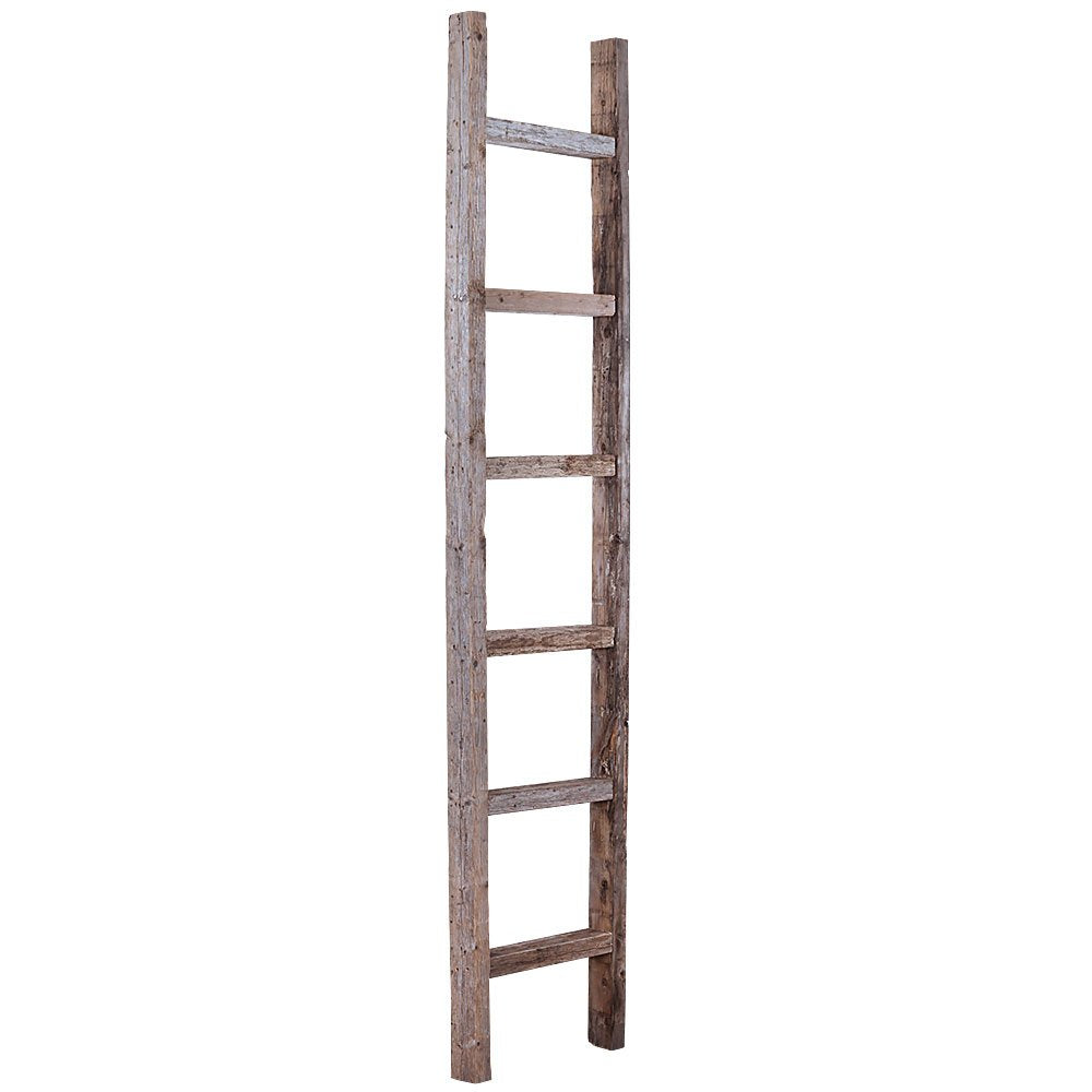 BARNWOODUSA 5 FT Decorative Ladder, Reclaimed Wood Ladder - Smoky Black