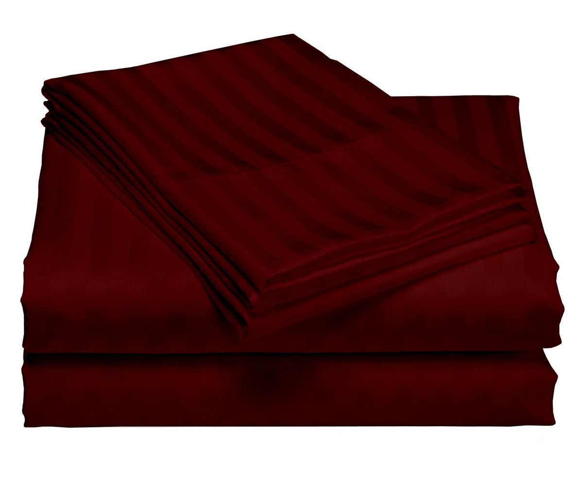USA Full XL Sheet Set in Black Stripe 400 Thread-Count 100% Egyptian Long Staple Cotton, Sateen Weave for Soft and Silky Feel, Breathable 4-Piece Bedsheet, Elasticized 24'' Extra Deep Pocket