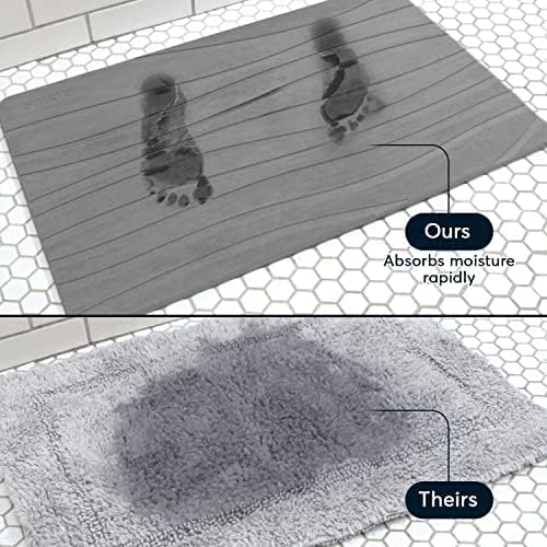 Stone Bath Mat for Bathroom, Dries in Seconds - Diatomaceous Earth, Gray