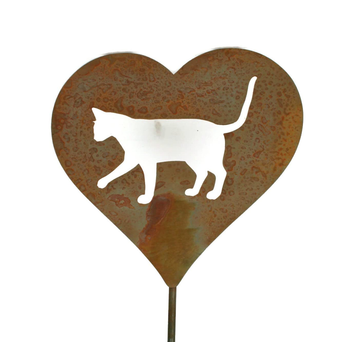Pet Dog, Cat, Rabbit or Bird Keepsake Memorial Heart Garden Stake 20 to 28 Inches Tall (Large Heart, 28" Tall, Paw Print, Naturally Rusted)