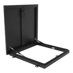 Aluminum Alloy Security Roof Hatch, 90° Hydraulic Escape Vent w/Lockable Egress Window Cover, Heavy-Duty Emergency Access Door for Attic & Commercial Buildings (23.6 * 23.6in, Black)