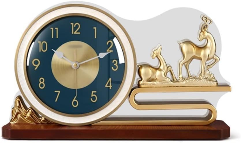 Clock Desk Modern Light Luxury Desk Clock Home Fashion Desktop Decoration Ornaments Living Room Study Double Deer Furnishings Digital Desk Clock