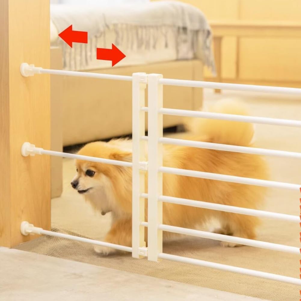 Etlegor Short Dog Gate Expandable Dog Gate Step Over Pressure Mount Small Pet Gate Low Pet Gate-Adjustable Puddy Gates for Indoor, Doorways Stair Gate (Color : White, Size : 42 x W93-160cm)