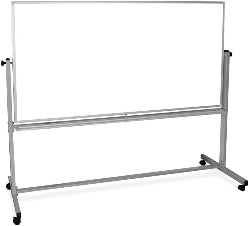 Luxor Mobile Dry Erase Double-Sided Magnetic Whiteboard with Aluminum Frame and Stand - 24"W x 36"H