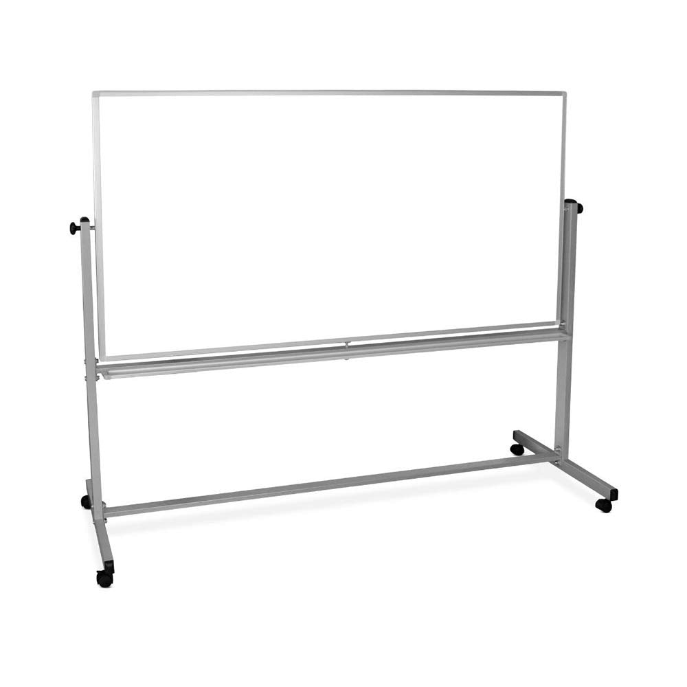 Luxor Mobile Dry Erase Double-Sided Magnetic Whiteboard with Aluminum Frame and Stand - 24"W x 36"H
