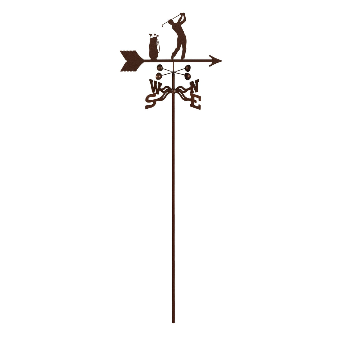 EZ Vane Steel Male Golfer Weathervane with Wind Cups — 4-Sided Mount