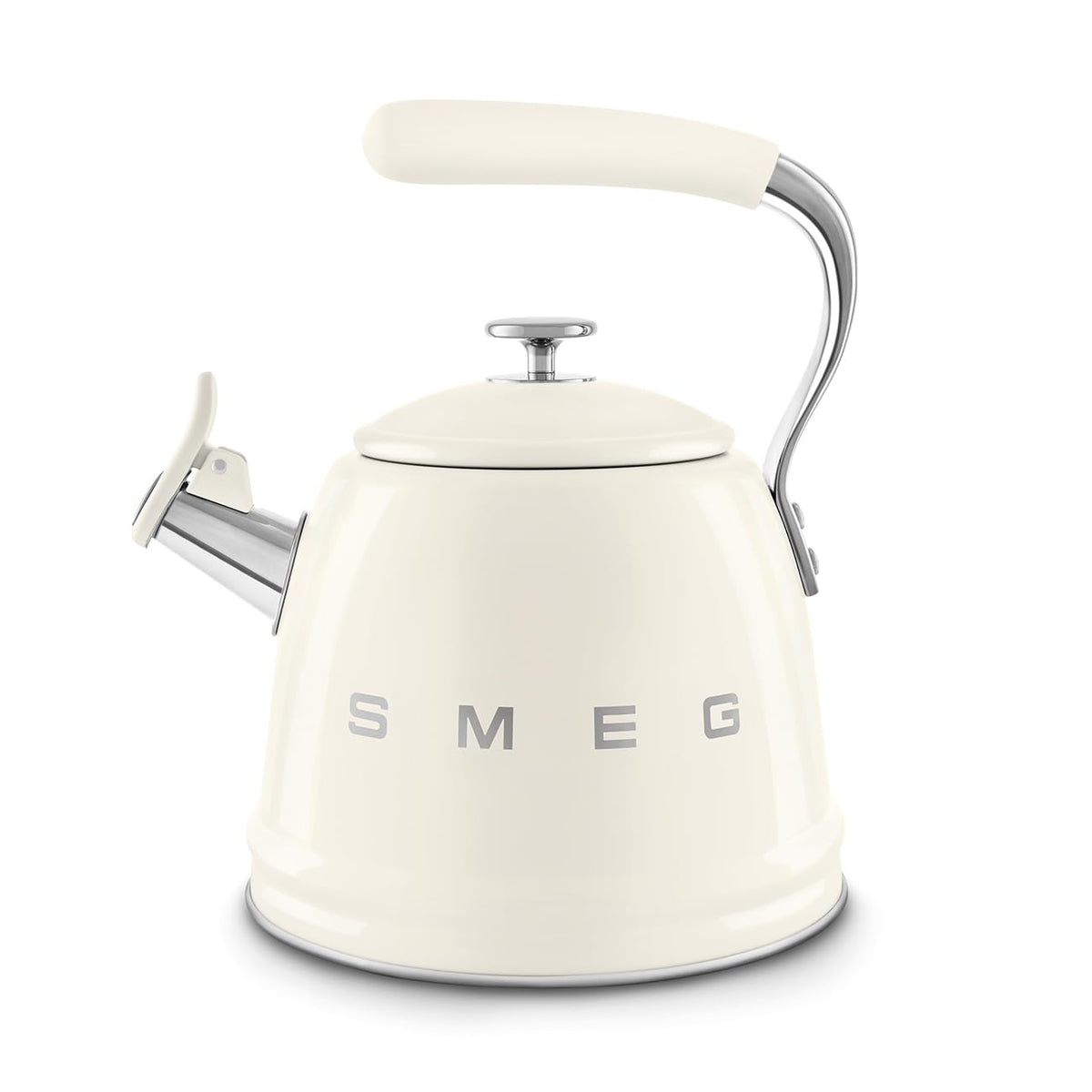 SMEG Stovetop Whistling Kettle – 50s Retro Style, 2.3 Liter (10 Cup / 2.4 Quart) Stainless Steel Tea Kettle with Iconic Design & Whistle – Premium Kitchen Statement Piece-Cream