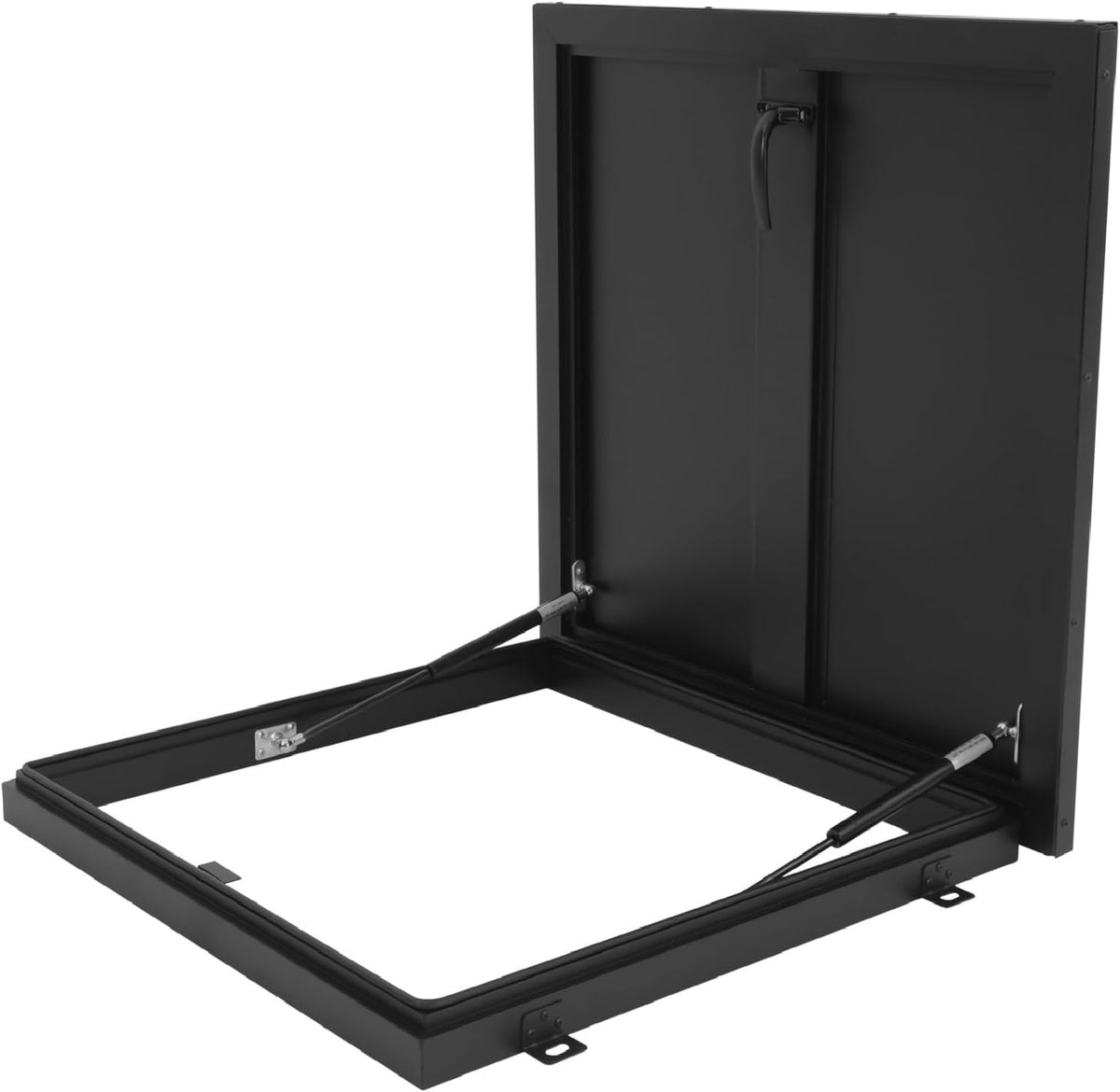 23.6" L X 23.6" W Aluminum Roof Access Hatch, Roof Security Door, Rooftop Hatch Cover Plate for Wellhead Lid, Cellar Cover (Black-23.6inch)