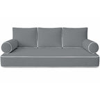 Cottington Lane 5 Piece Outdoor Daybed Cushion Cover Set, Twin Size Fitted 39" x 75" with 6" Deep Fit, Waterproof Indoor Daybed/Porch Swing Bed Mattress & Pillow Bolster Cushion Cover, Light Grey