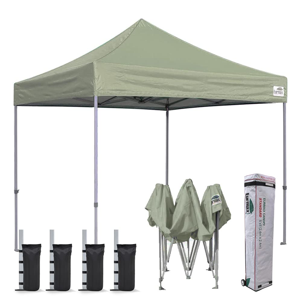 Eurmax USA 10x10ft Pop Up Canopy,Commercial Instant Tent for Outdoor Events,Patented No-Tip Rolling Storage Bag with 4 Sandbags,UV & Water Resistant,Heavy Duty Portable Shelter Gazebo,White