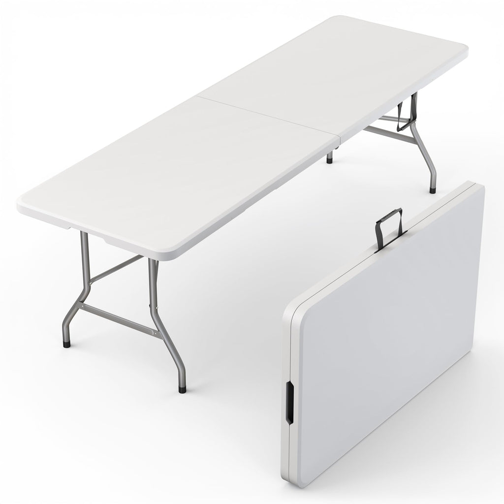 2 PACK of 4 Feet Foldable Table Adjustable Height with Built in Handle, Steel Legs | 4FT Heavy Duty Portable | Perfect for Party Dining Wedding Events Picnic Indoor Outdoor Camping Folding - 4 Foot