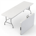 2 PACK of 4 Feet Foldable Table Adjustable Height with Built in Handle, Steel Legs | 4FT Heavy Duty Portable | Perfect for Party Dining Wedding Events Picnic Indoor Outdoor Camping Folding - 4 Foot