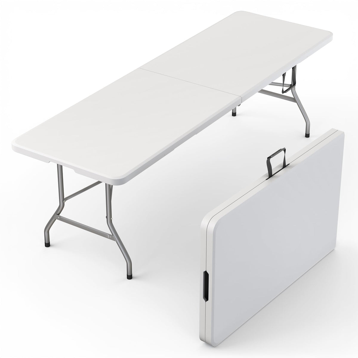 2 PACK of 6 Feet Foldable Table with Built in Handle & Steel Legs | 6FT Heavy Duty Folding Portable | Perfect for Party, Dining, Wedding, Events, Picnic Indoor Outdoor Camping Utility Folding - 6 Foot