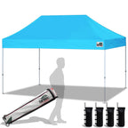 Eurmax USA 10x10ft Pop Up Canopy,Commercial Instant Tent for Outdoor Events,Patented No-Tip Rolling Storage Bag with 4 Sandbags,UV & Water Resistant,Heavy Duty Portable Shelter Gazebo,White