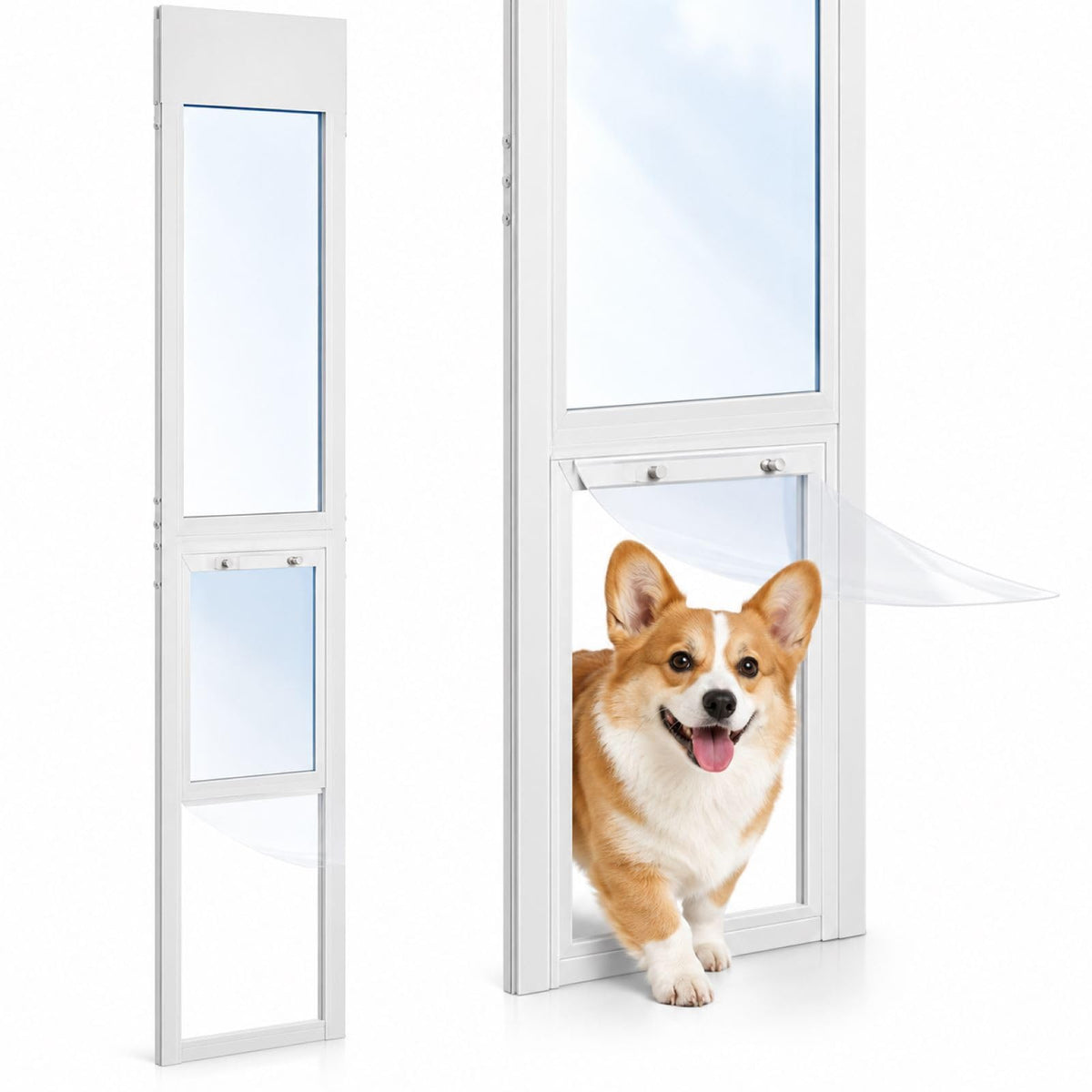 Dog Door for Sliding Glass Door,Adjustable Height 74 13/16" to 80 11/16"