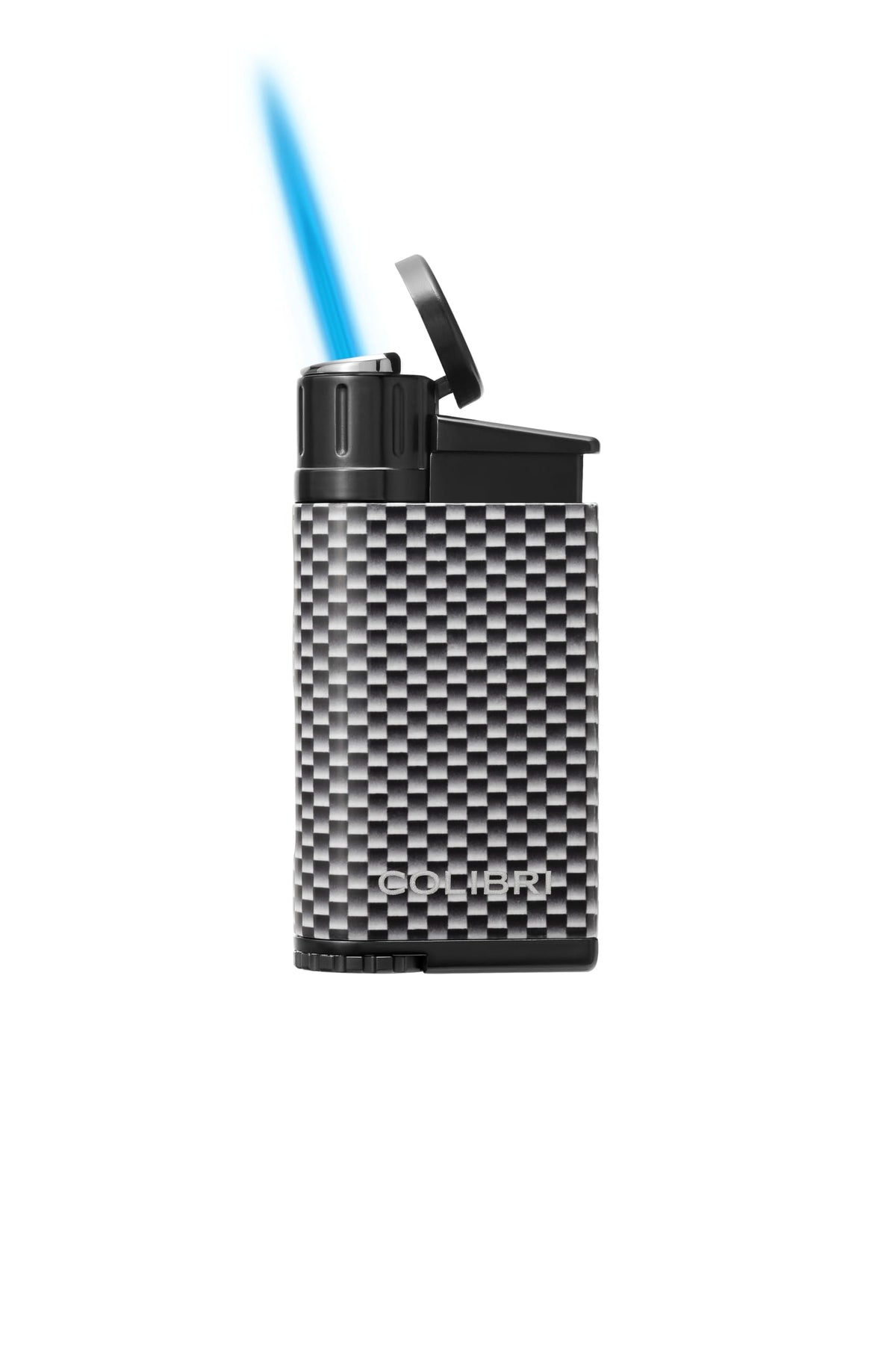 Colibri EVO Angled Single Jet Flame Refillable Butane Torch Lighter, Windproof, User-Friendly with Pachmayr Grip, Blue Fuel Window and Adjustable Flame - Sleek Design (Blue)