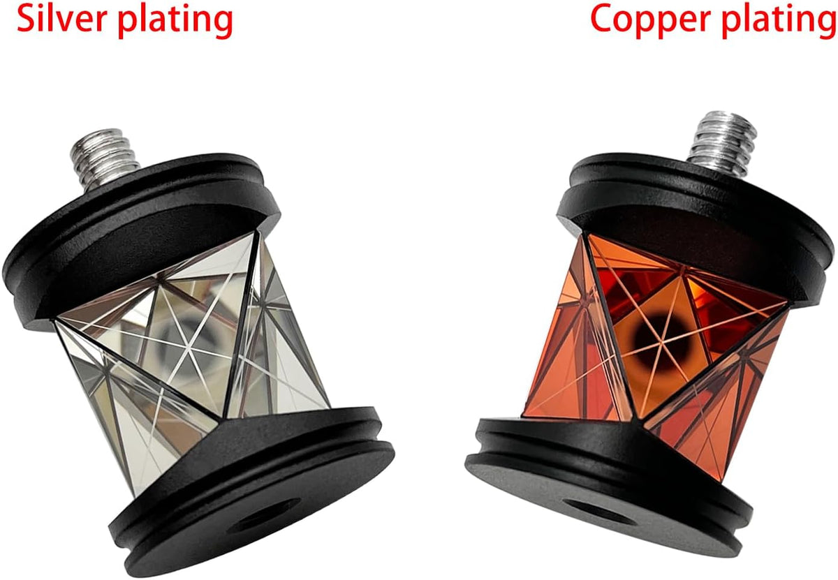 GRZ101 Mini 360 Degree Reflective Survey Prism for Leica Total Station 3cm Mini Prism with 1/4 Thread, 5 Arcsec Accuracy +30mm Constant Copper Silver Coated Survey Reflector (Copper + Silver Mixed)