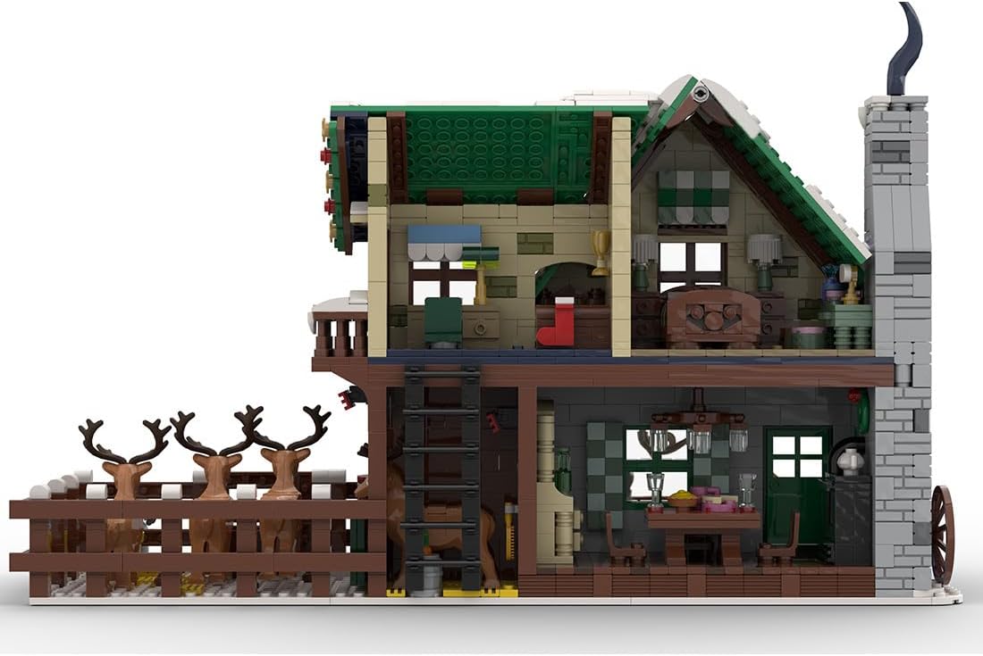 Reindeer Ranch Christmas Snow Scene Assembly Building Blocks Set, Modular Architecture Construction Toy for Teen Adult (1973PCS)