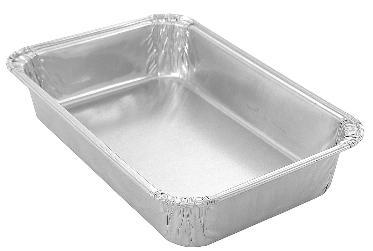 PACTOGO 12" x 5" x 1" Disposable Aluminum Foil Oblong Danish Cake Pans with Clear Hinged Lid Container - Ideal Baking Tins for Sweets, Cakes, Cookies, Brownies (Pack of 50)