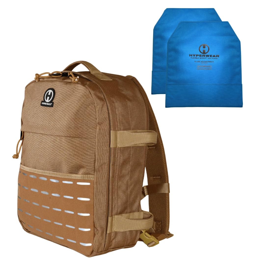 HYPERWEAR® Rucking Backpack with Weights for Walking - 20L Adjustable Weighted Ruck Pack, FlexLoad Plate System