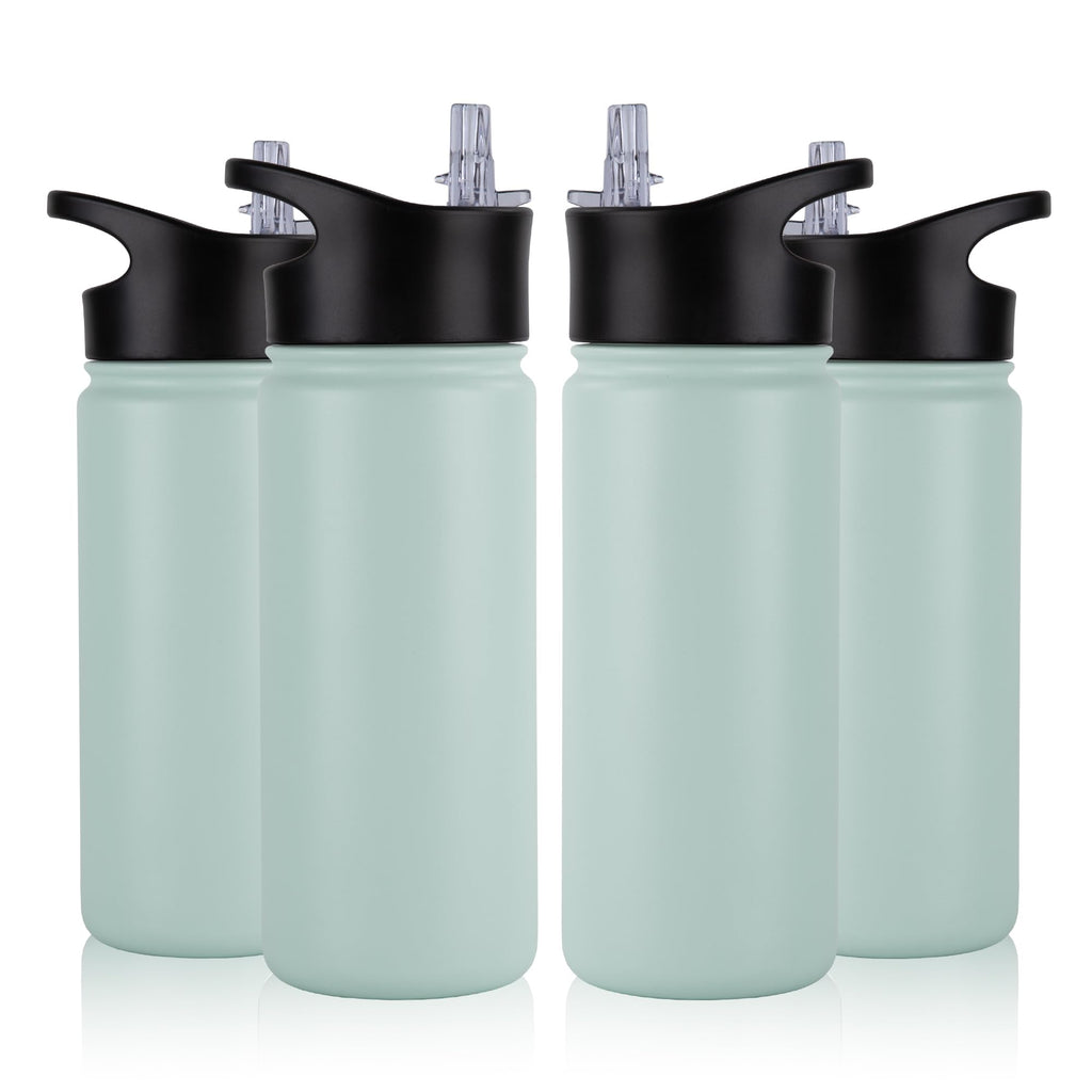 32 oz Insulated Water Bottle Bulk 8 Pack, Stainless Steel Sports Water Bottles with Straw Lid & Wide Mouth Lids, Double Walled Vacuum, Leak Proof, White