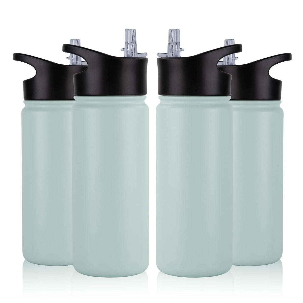 32 oz Insulated Water Bottle Bulk 8 Pack, Stainless Steel Sports Water Bottles with Straw Lid & Wide Mouth Lids, Double Walled Vacuum, Leak Proof, White