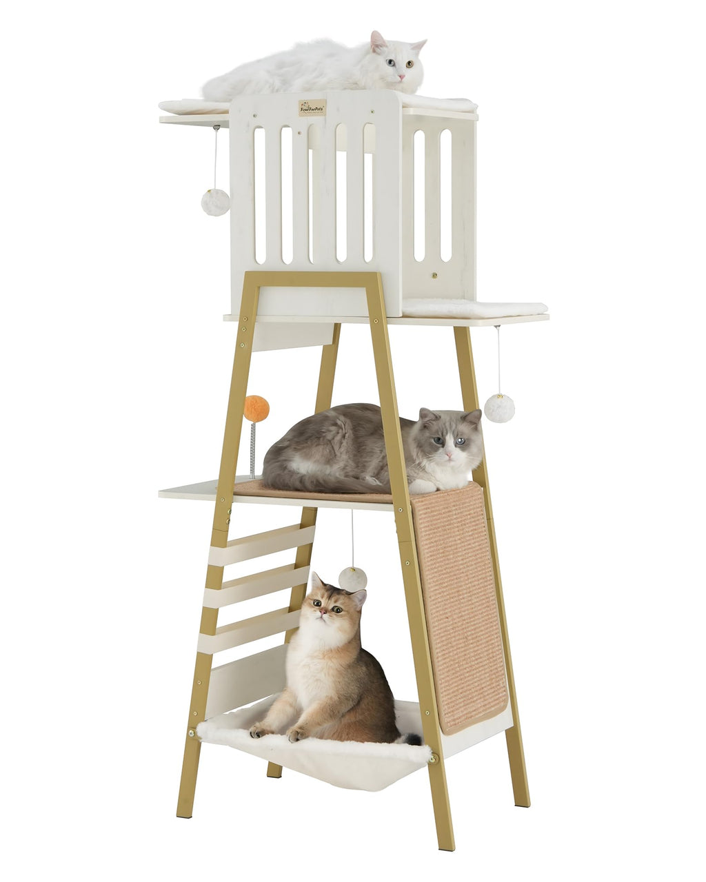 FourFurPets Modern Cat Tree, 58-Inch Cat Tower for Large Cats, Big Hammock