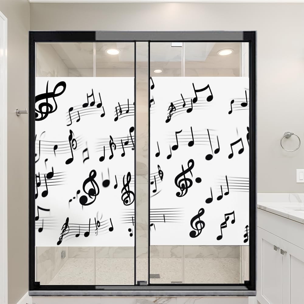 Modern Musical Notes Window Privacy Film 35.4Wx63L inch x 2pcs
