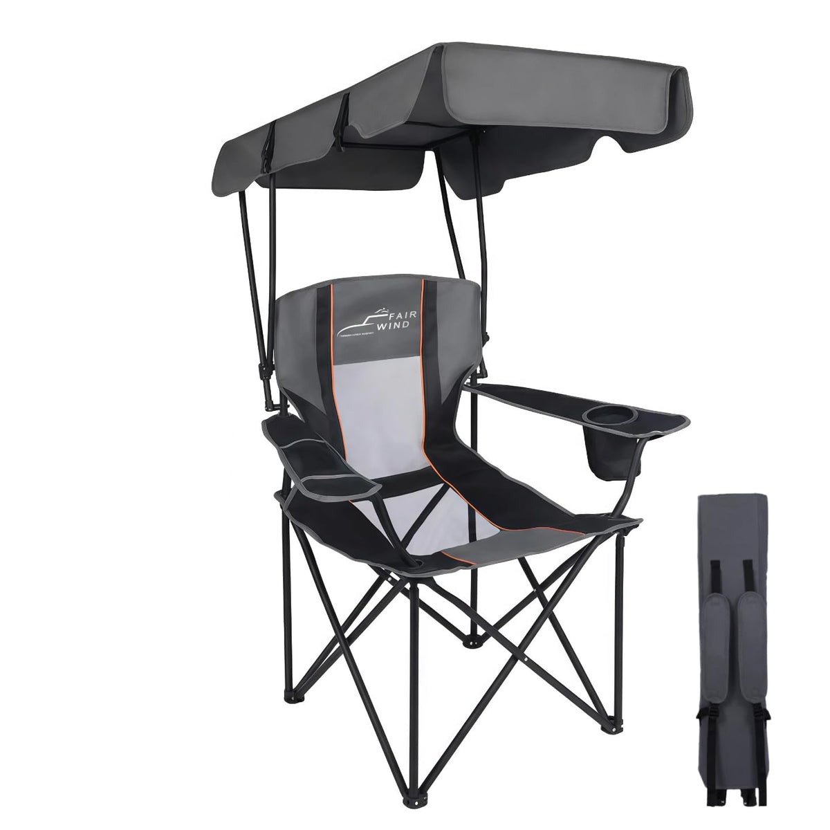 FAIR WIND 2 Pack Portable Canopy Camping Chair 380 LBS Capacity Heavy Duty Oversized Folding Lawn Chair with Sunshade for Beach, Fishing, Sports & Outdoors