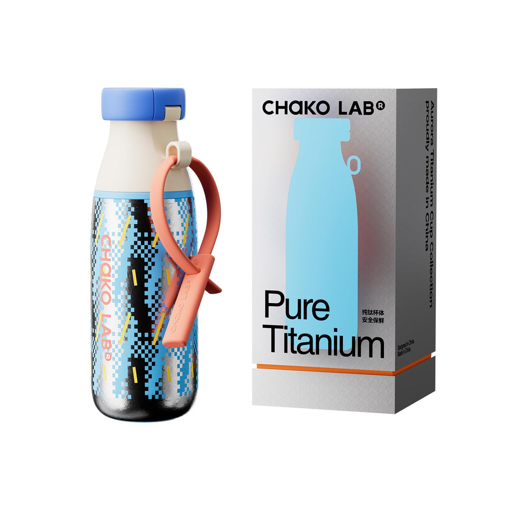 CHAKO LAB Insulated Ti Water Bottle with Two Strap (Purple & Pink)