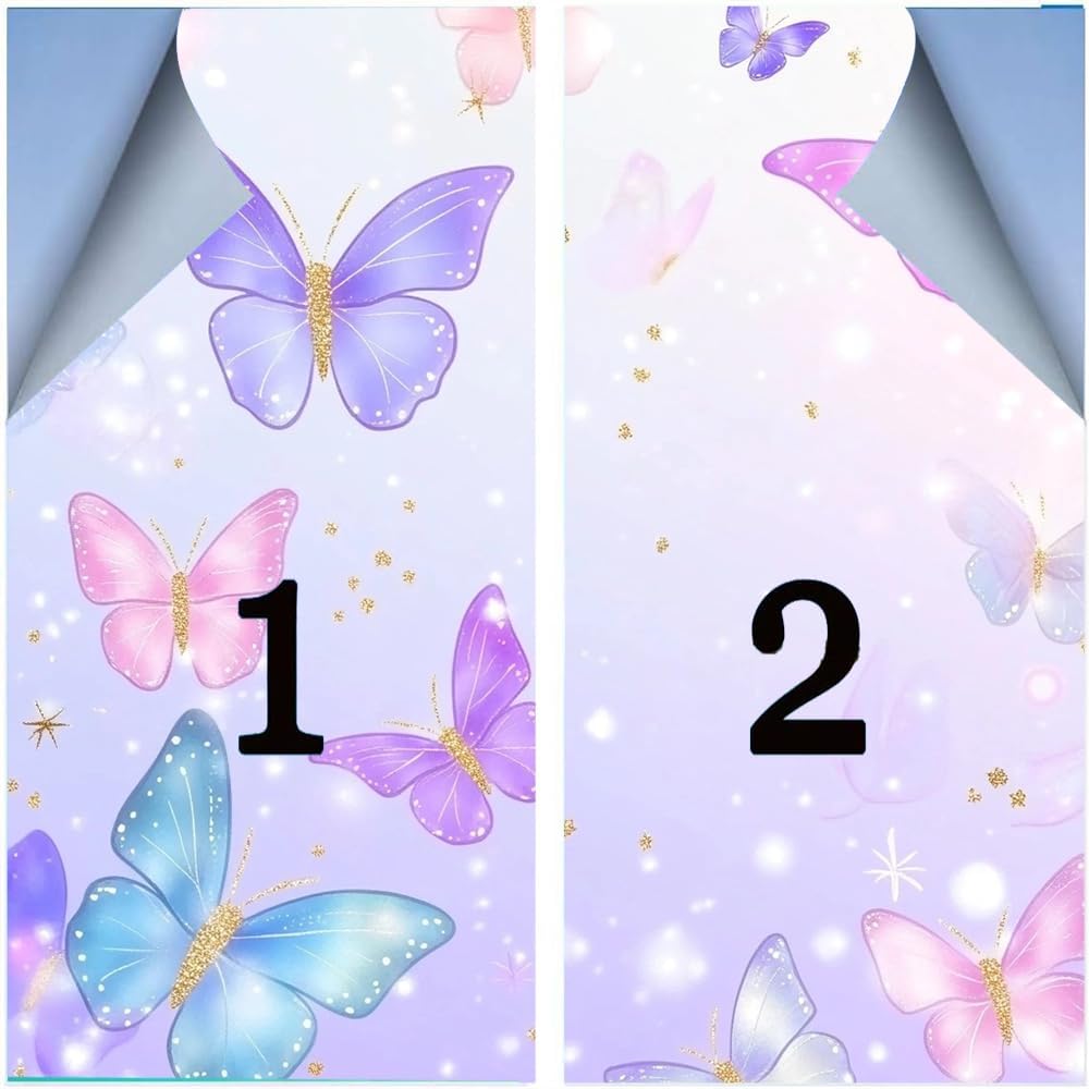 Glam Butterflies Stained Glass Window Stickers 31.5Wx55.1L inch x 2pcs
