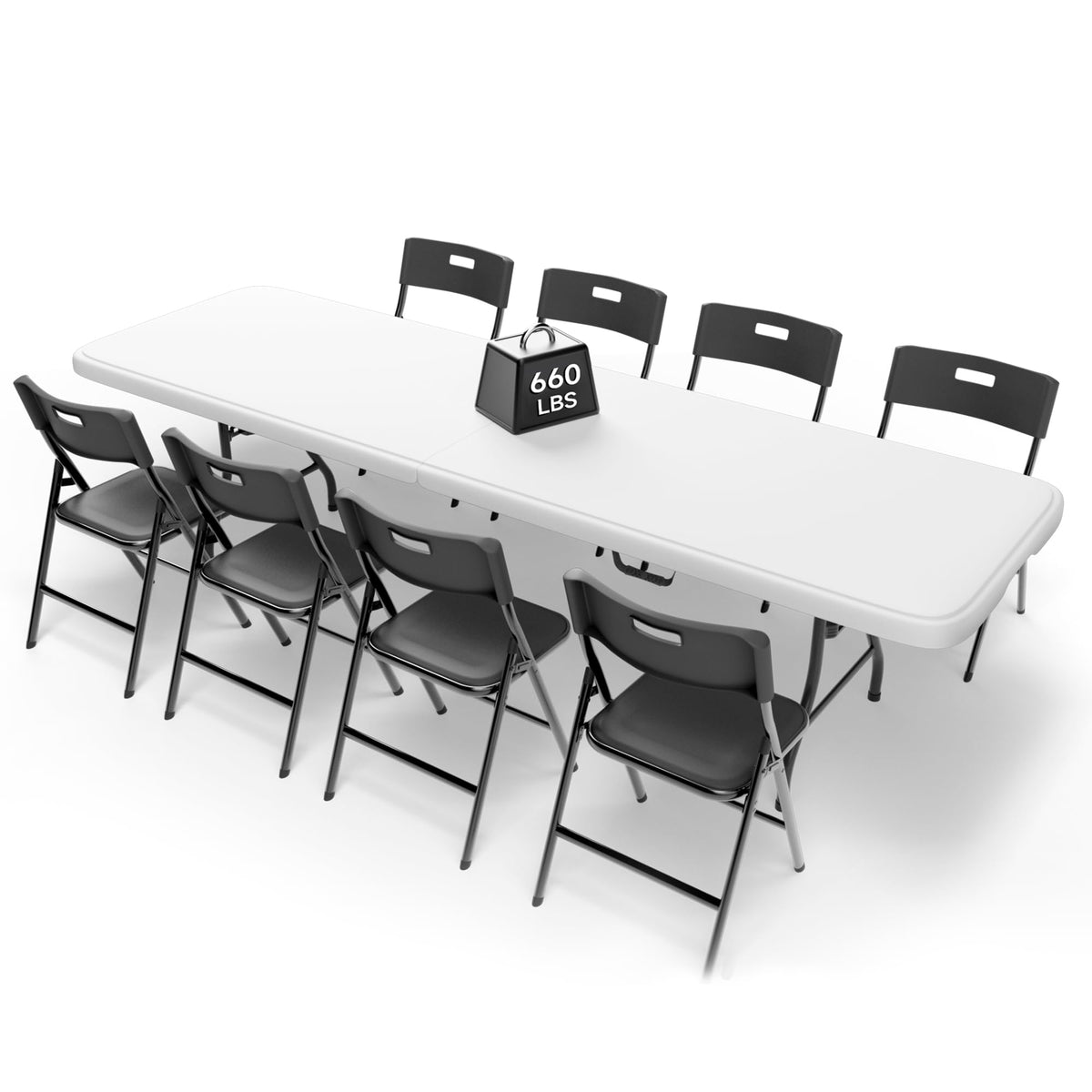 Portable 6-Piece Folding Table and Chairs Set – Heavy-Duty 6ft Camping & Party Furniture for Indoor/Outdoor Events (All-Weather, Black)