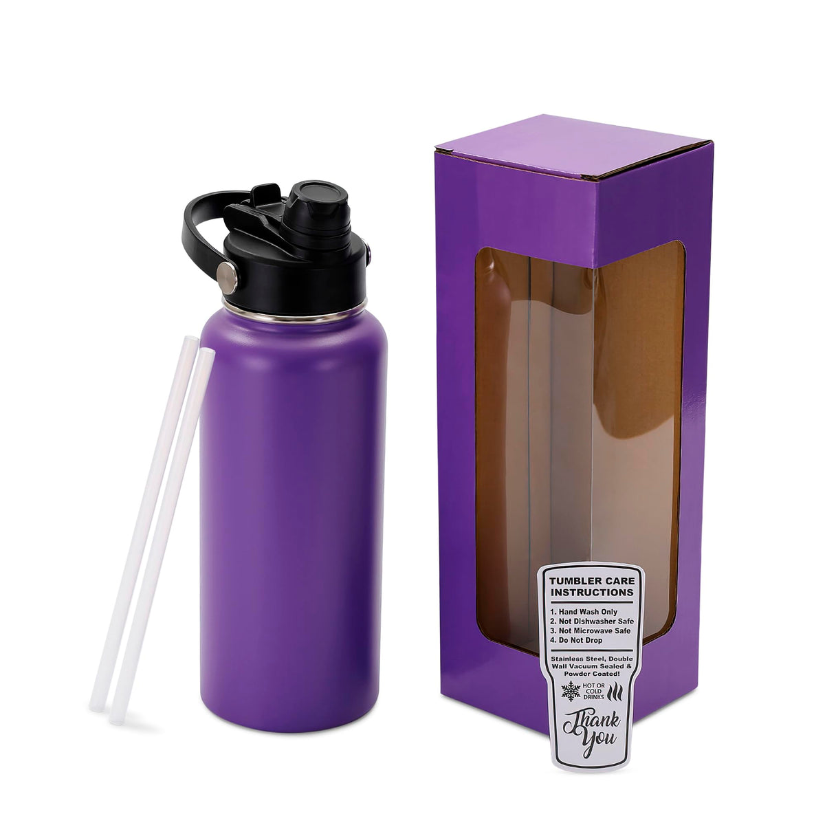 makerflo 32oz Powder Coated Hydro Water Bottle Blanks, Orange, Case of 25