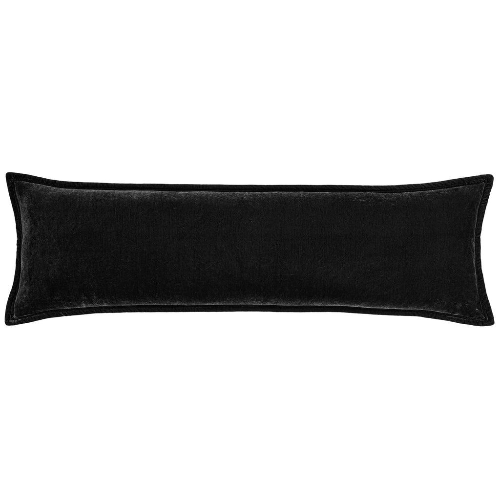 HiEnd Accents Stella Faux Silk Velvet Green Ochre Long Lumbar Pillow