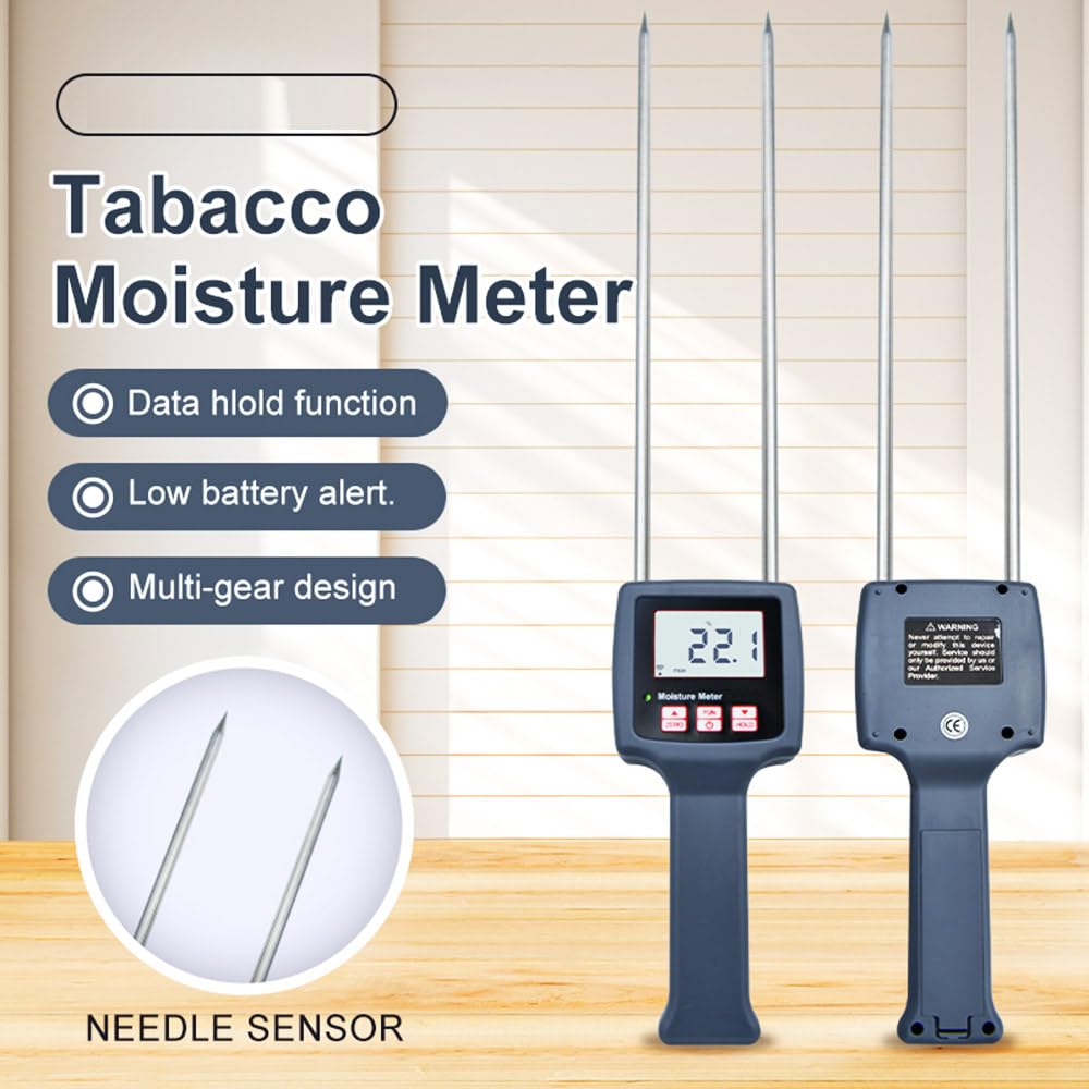 Digital Tobacco Moisture Meter Tester with LCD Display Measuring Range 8% to 40% Resolution 0.1 Accuracy ± 0.5% n