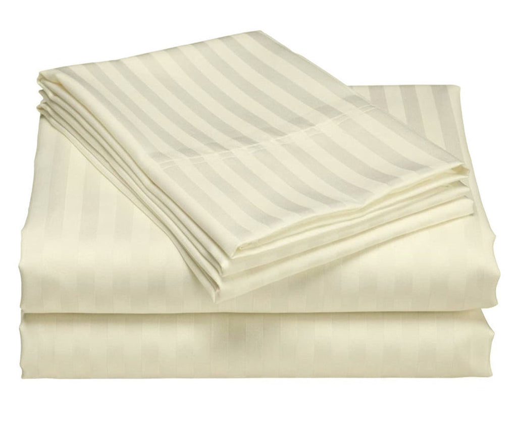 USA RV King Sheet Set in Purple Stripe 400 Thread-Count 100% Egyptian Long Staple Cotton, Sateen Weave for Soft and Silky Feel, Breathable 4-Piece Bedsheet, Elasticized 24'' Extra Deep Pocket