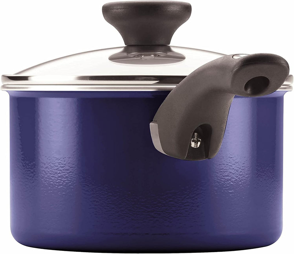 Farberware 17490 Ceramic Dishwasher Safe Nonstick Cookware Set / Pots and Pans Set - 12 Piece, Blue