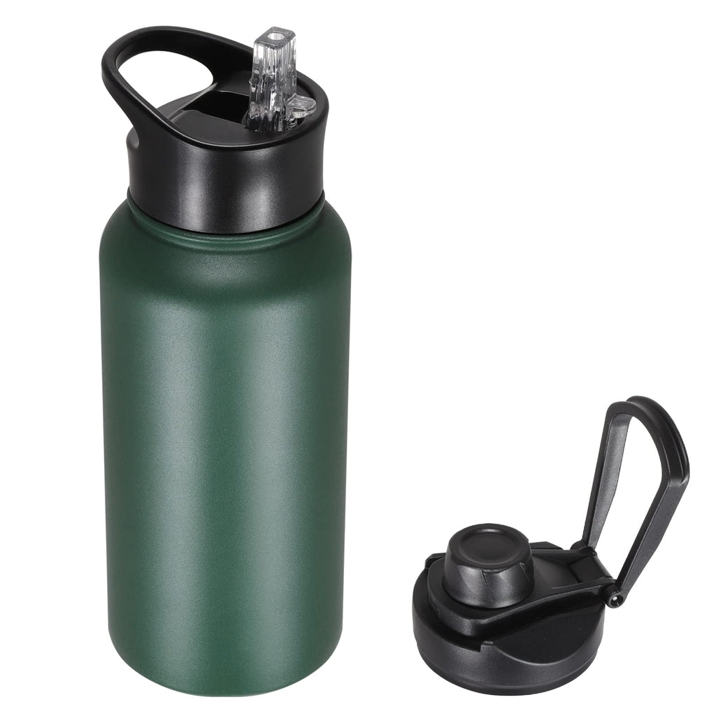 32 oz Insulated Water Bottle Bulk 8 Pack, Stainless Steel Sports Water Bottles with Straw Lid & Wide Mouth Lids, Double Walled Vacuum, Leak Proof, White