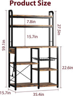 IDEALHOUSE Bakers Rack with Power Outlet, Coffee Bar with Wire Drawer, Industrial Microwave Stand, Kitchen Buffet Table with Large Storage, 6-Tier Kitchen Storage Rack with Hutch, Rustic Brown
