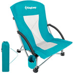 KingCamp Low Beach Chairs 2 Pack, Folding Portable High Back Chair