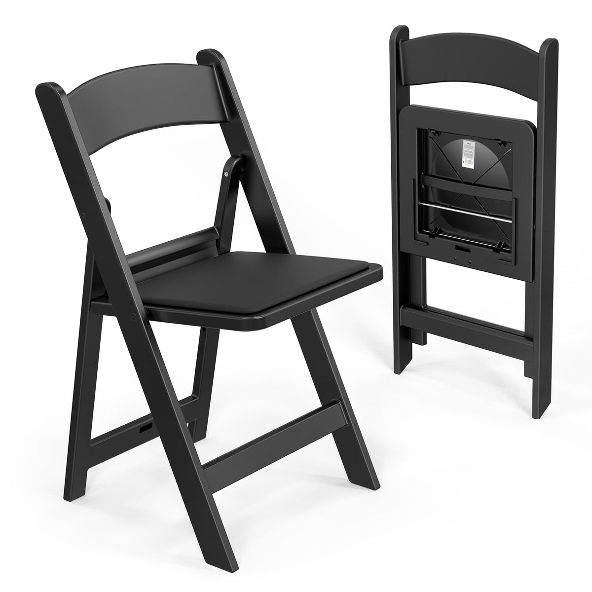 VINGLI Resin Folding Chairs with Cushion, Foldable Plastic Chair with Comfortable Padded Seats, Perfect for Event Party Indoor Outdoor, White, 8 PC