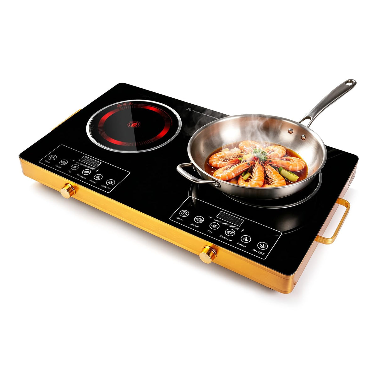 Electric Countertop Single Burner, 3500W Ceramic Cooktop with Crystal Glass Hot Plate & Stay Cool Handles, 12 Level Temperature Control, LED Display, Touch Control, Cooking Stove for Home Camping RV